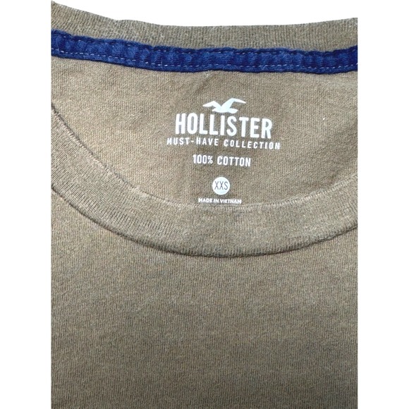 Hollister‎ Colorblock T Shirt Olive Green Grey Short Sleeve XXS Cotton - Picture 3 of 3